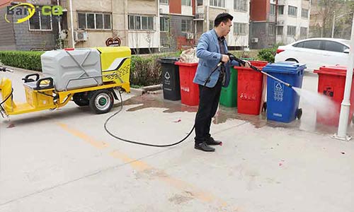 小型三輪電動(dòng)高壓清洗車，小巷清潔好幫手
